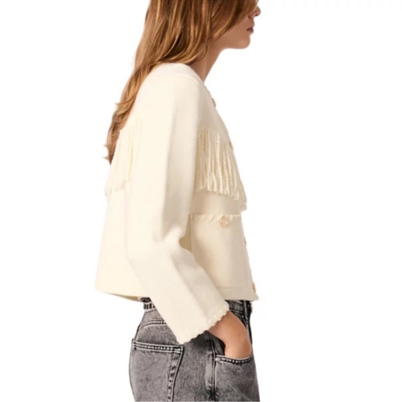 Maje Moussailla Fringe Cardigan Size 3 - Picture 2 of 8